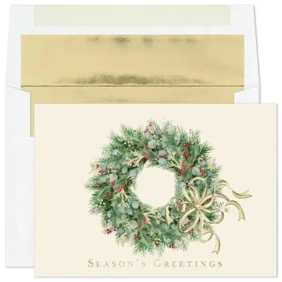 Masterpiece Studios Holiday Collection Classic Cards 16 Cards/Envelopes, Wreath with Berries, 5.6" x 7.8" image {1}