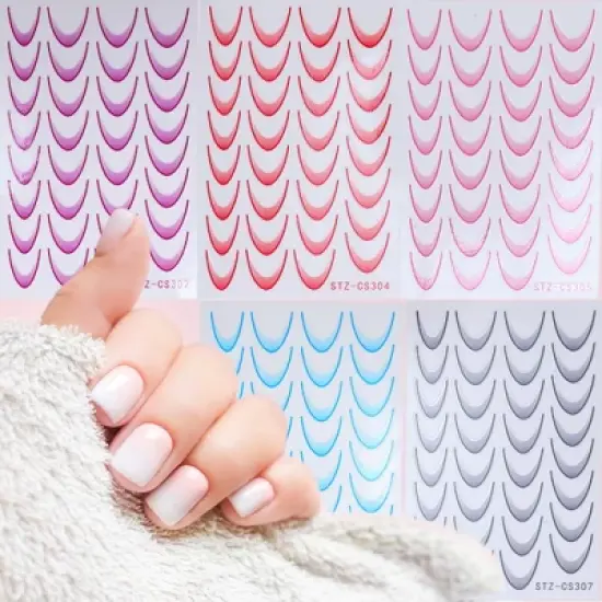 Unique Bargains Self-Adhesive Nail Art Stickers Gray Pink 5 Pcs image {3}