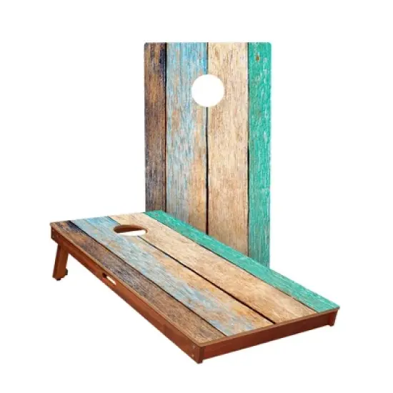 Skips Garage Painted Beach Wood Cornhole Boards - ACA Sig Pro Series image {1}