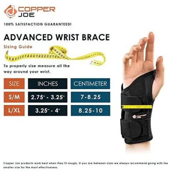 Copper Joe Ultimate Copper Infused Wrist Brace for Carpal Tunnel Tendonitis Arthritis Day and Night Wrist Support Brace Men & Women Left or Right Hand image {1}