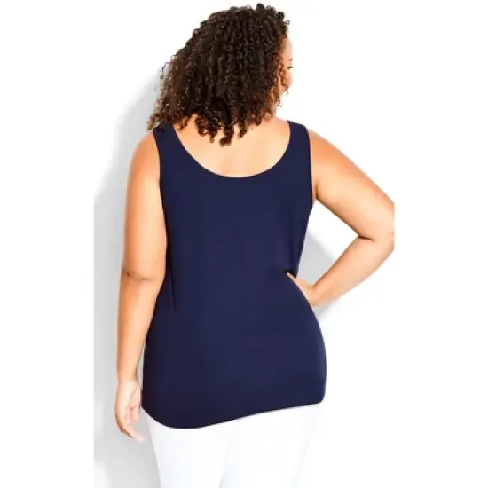 Women's Plus Size Plain Tank  - Navy | AVENUE image {1}