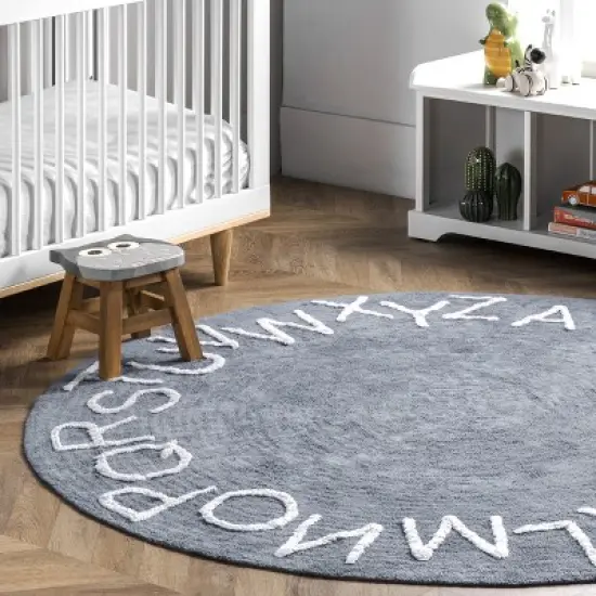 nuLOOM Kids Washable Round Alphabet Rug image {8}