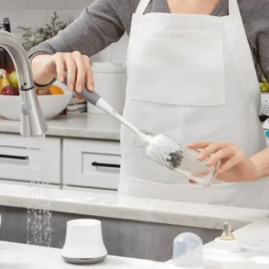 OXO TOT Bottle Brush with Bristled Cleaner & Stand - Gray image {3}