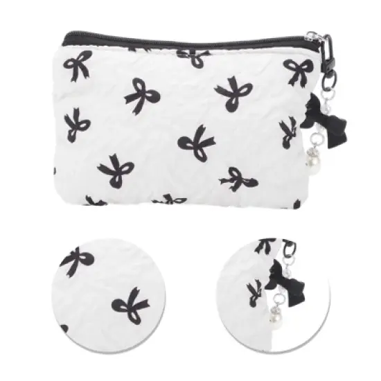 Unique Bargains Dumpling Bag with Pendant Bow Makeup Bag 1 Pc image {3}