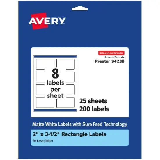 Avery Matte White Rectangle Labels, 2" x 3.5" image {7}