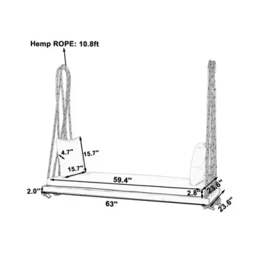 NAYSAYE Patio Swing Wooden Porch Swing Bench with Cushion Pillows Durable Design for Outdoor Relaxation, Gray, 64.75"*26"*6.25" image {2}