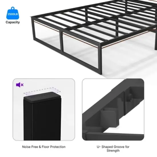 NapQueen Alpha Metal Platform Bed Frame 14" Height image {3}
