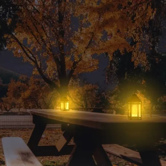 Portable Hanging Outdoor Lantern with Flame or Still Light Black - Techko Maid image {9}