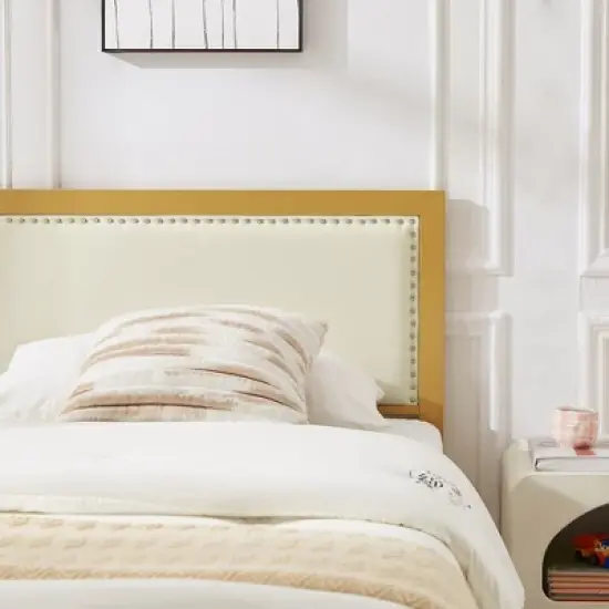 VECELO Upholstered Linen Bed Frame with Headboard and Footboard, Heavy-Duty Platform, Strong Metal Slats, No Box Spring Required, Easy Assembly image {10}