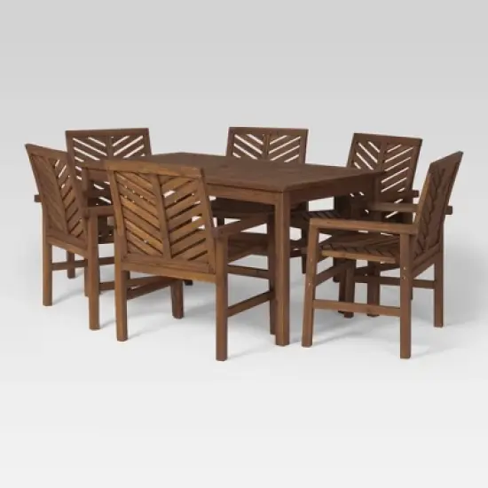 7pc Slatted Chevron Acacia Patio Dining Set - Saracina Home image {2}