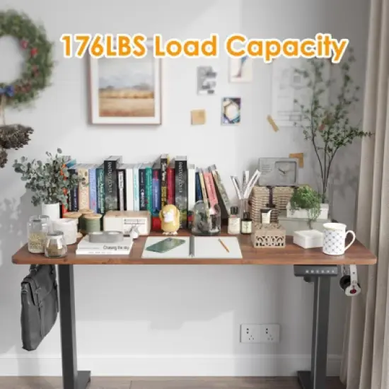 Lirago Brown Electric Standing Desk 40x24 Splice Board Carbon Steel Frame 170LB Capacity Height Adjustable image {4}