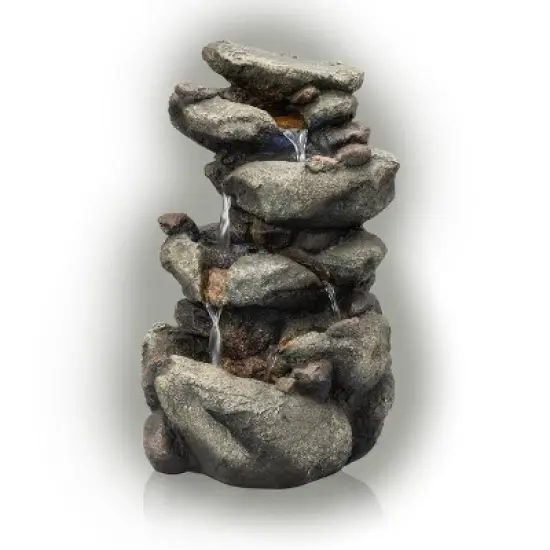 Rainforest Rock Fountain With LED Light - Alpine Corporation image {3}