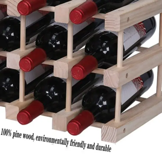 Itopfox Wooden Stackable Wine Rack for Countertop or Floor - Freestanding Cabinet Holds 20 Bottles image {3}