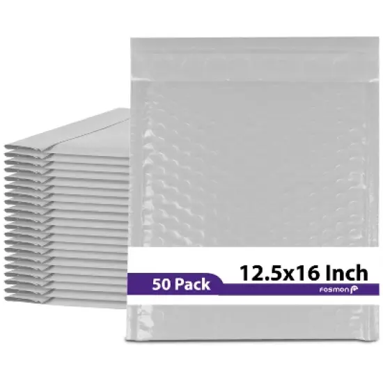 Fosmon #6 Poly Bubble Mailer 12.5 x 16, Extra Wide Padded Shipping Envelopes, White image {11}