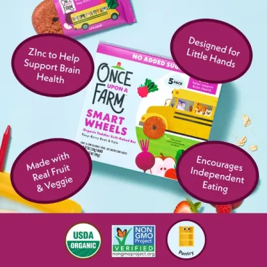 Once Upon a Farm Smart Wheels Baby Meals - Rasp-Berry & Kale - 0.67oz/5ct image {4}