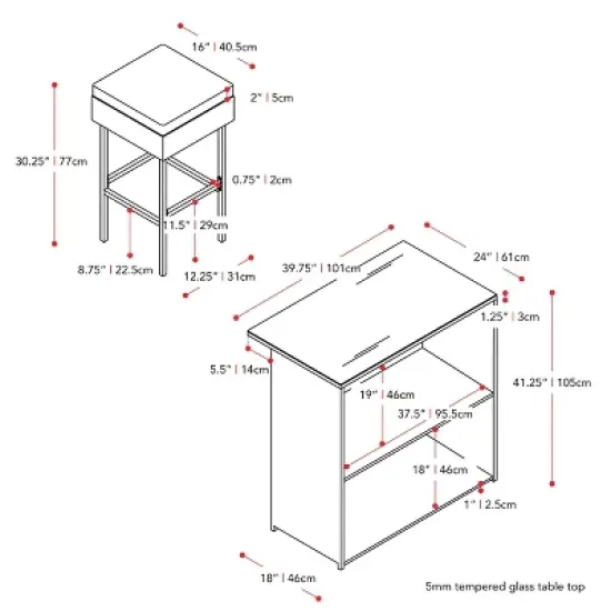 Parksville Patio Bar Set with Cushions - Black/Gray - CorLiving image {8}