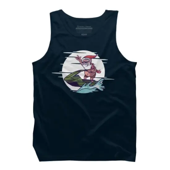 Men's Design By Humans Christmas Cartoon Santa Riding A Jet Ski By rasok Tank Top image {5}