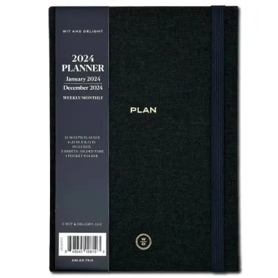 Wit & Delight 2024 Planner 8.75"x6.25" Weekly/Monthly Linen Black image {8}