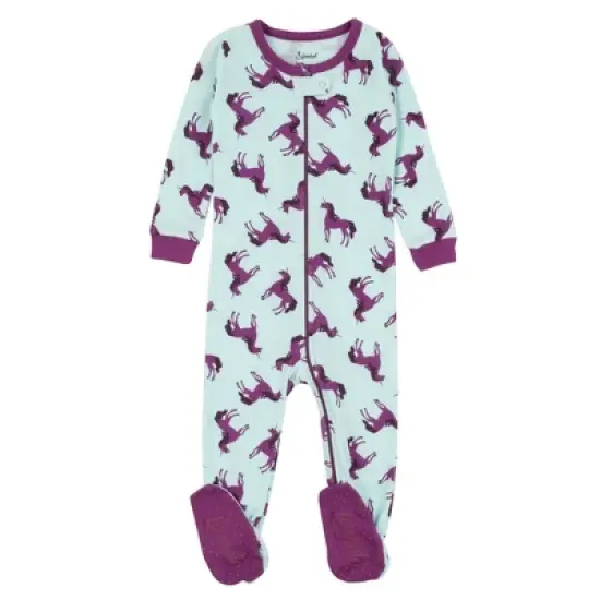 Leveret Footed Sleeper Cotton Unicorn and Dinosaur Pajamas image {5}