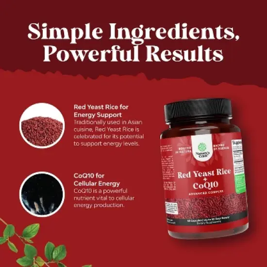 Red Yeast Rice + CoQ10 Advanced Complex Capsule, Support Skin, Heart, Lung & Brain Health, Nature's Craft, 60, 120 or 240ct image {4}