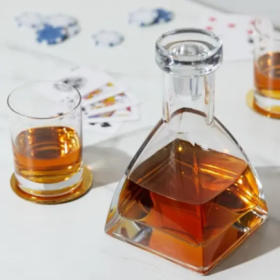 True Apex Decanter - Whiskey Liquor Decanter 26 Ounces, Hand Blown Barware with Crystal Stopper, Clear Finish image {6}