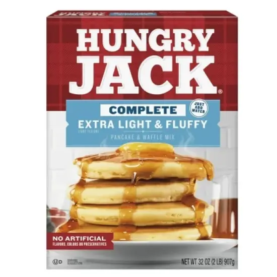 Hungry Jack Complete Extra Light and Fluffy Pancake Mix and Waffle Mix, 32 oz Box (Pack of 2) image {3}