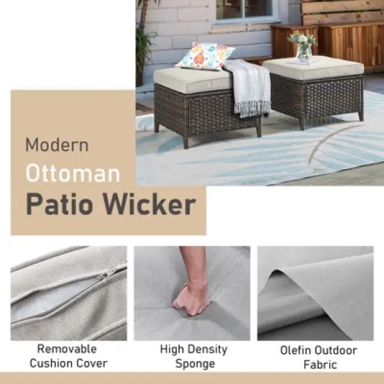 Gymojoy Outdoor Wicker Sofa All Weather High Back Sofa with Ottoman PE Rattan Patio Couch Sofa for Garden image {9}