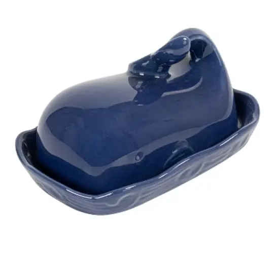 Storied Home Coastal Stoneware Whale Shaped Butter Dish image {8}