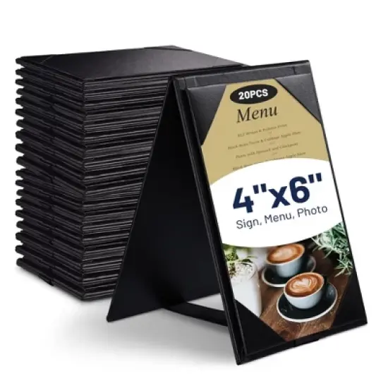 Yescom WeChef 20 Pack 4"x6" Double-Sided Menu A-Frame Holder Table Tent Restaurant Cafe Black image {7}