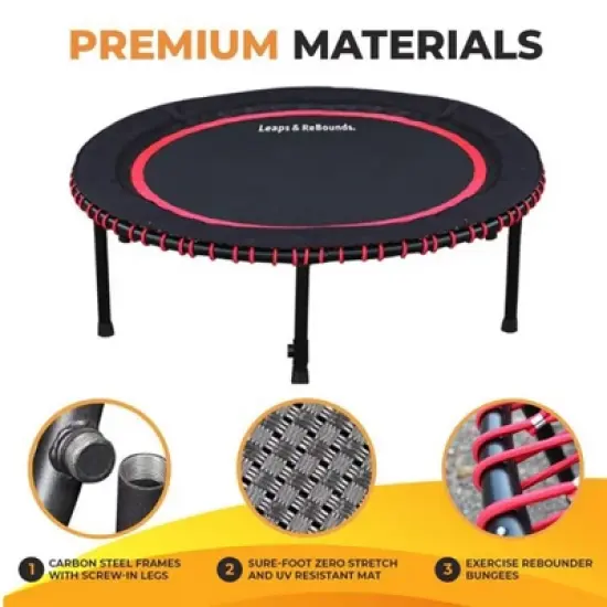 LEAPS & REBOUNDS 40" Round Mini Fitness Trampoline & Rebounder Indoor Home Gym Exercise Equipment Low Impact Workout for Adults, Gray image {4}