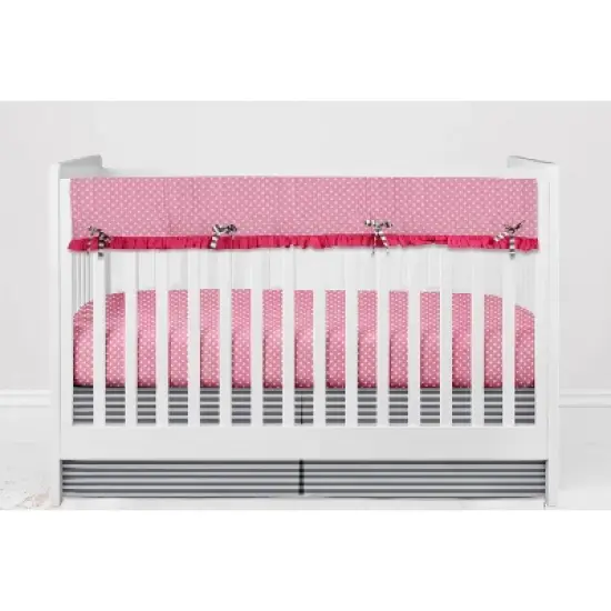 Bacati - Elephants Long Crib Rail Guard Cover Pink/Gray image {4}
