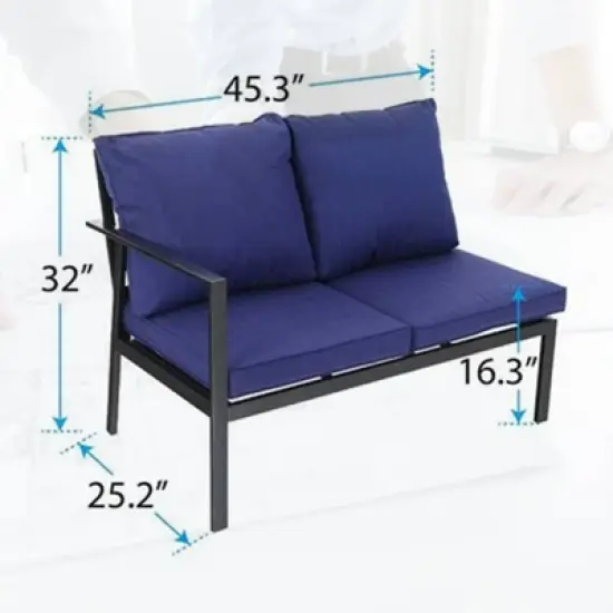 4pc Patio Corner Conversation Set - Blue - Captiva Designs image {7}