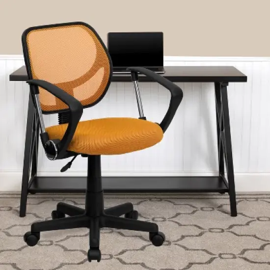 Emma and Oliver Mid-Back Mesh Swivel Task Office Chair with Curved Square Back and Arms image {1}