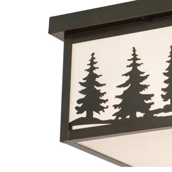 VAXCEL Yosemite Bronze Rustic Tree Square Indoor Outdoor Flush Mount Ceiling Light image {9}