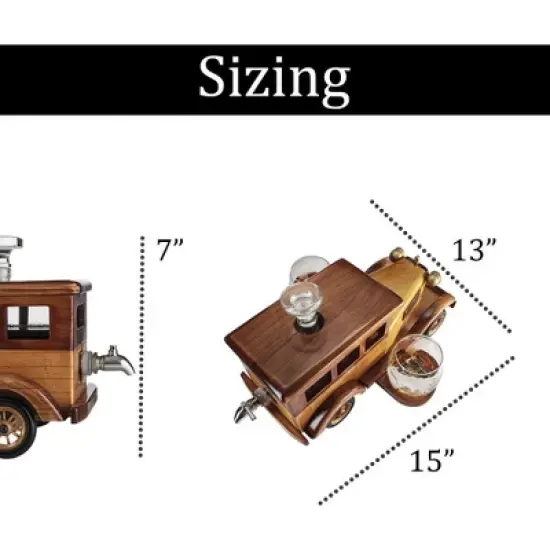 The Wine Savant Brown Antique Car Design Whiskey & Wine Decanter Set Includes 2 Vintage Style Drinking Glasses, A Unique Home Bar Addition - 750 ml image {5}