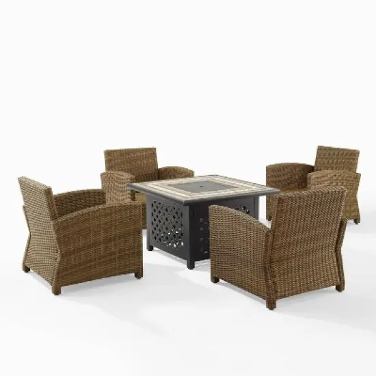 Bradenton 5pc Outdoor Wicker Arm Chair & Fire Table Set - Crosley
 image {8}
