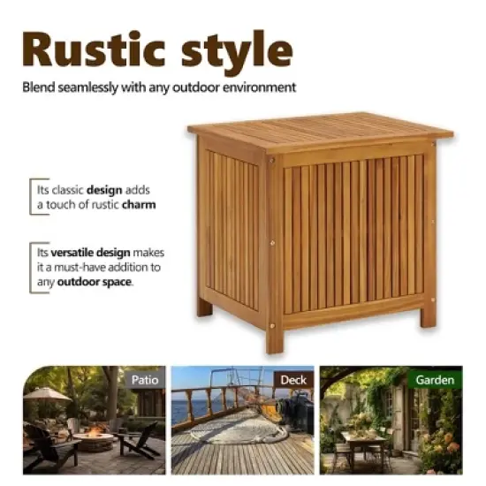 vidaXL Patio Storage Box 23.6"x19.7"x22.8" Solid Wood Acacia image {9}