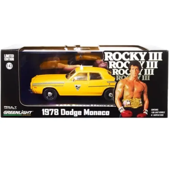 1978 Dodge Monaco Taxi "City Cab Co." Yellow "Rocky III" (1982) Movie 1/43 Diecast Model Car by Greenlight image {2}