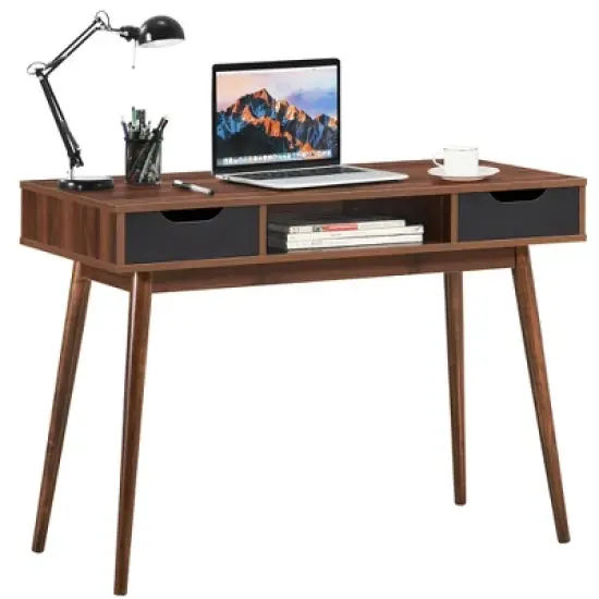 Costway Computer Desk Writing Table w/ Drawers Laptop PC Workstation Home Oak\Walnut image {10}