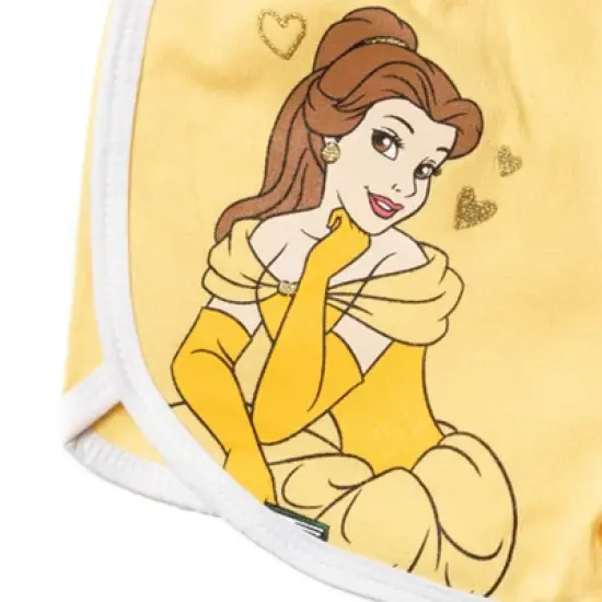 Disney Princess Belle Jasmine Moana Rapunzel Tiana Ariel Girls French Terry 3 Pack Shorts Toddler to Big Kid image {6}