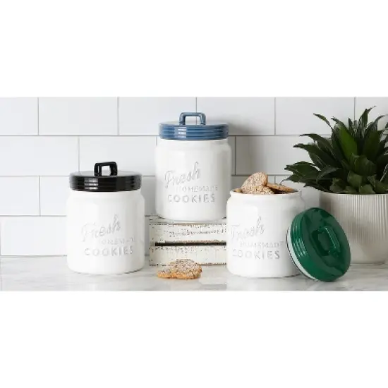 Design Imports Dark Green Ceramic Cookie Jar image {4}