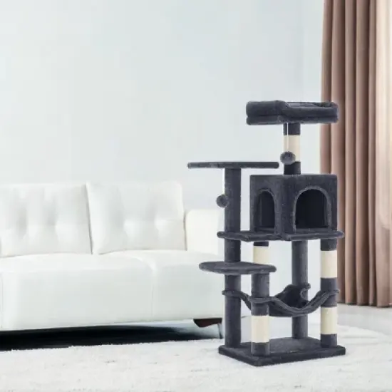 44.1' Cat Tree Tower for Indoor Cats ,Multi-Level Cat Condo Cat Furniture with Scratching Posts, Perches, Hammock, Cave image {7}