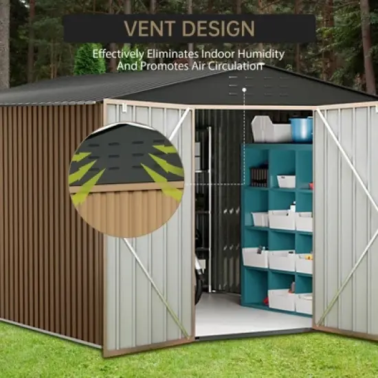 Outdoor Storage Shed, Large Garden Shed,Large Metal Tool Sheds with Sloping Roof and Vents,Updated Reinforced and Lockable Doors Frame Metal Storage image {2}
