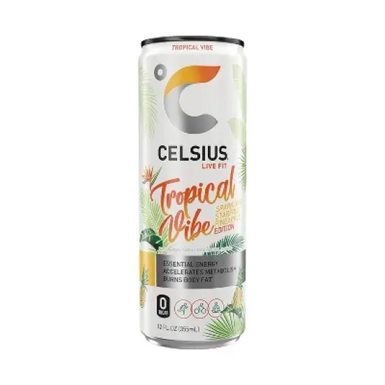 CELSIUS Sparkling Tropical Vibe Functional Energy Drink - 12 fl oz Single Can image {5}