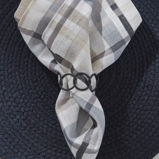 Split P Circles Links Black Napkin Ring Set of 4 image {1}