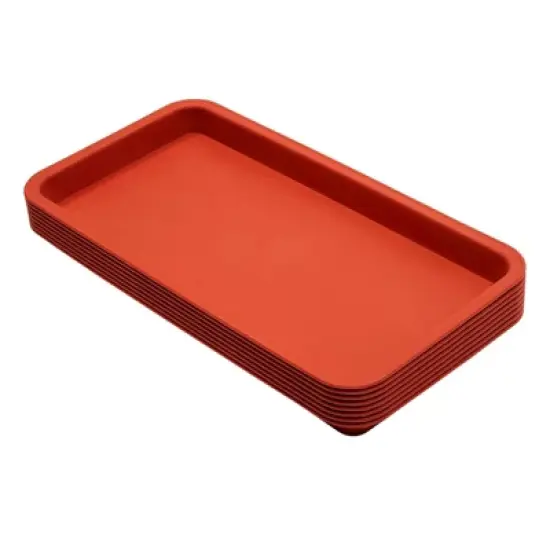 Juvale 8 Pack Plastic Plant Drip Trays for Pots, Rectangular Saucer Pans for Planters and Water Drainage, Indoors, Outdoors, Terracotta Red, 6.5x12 in image {4}