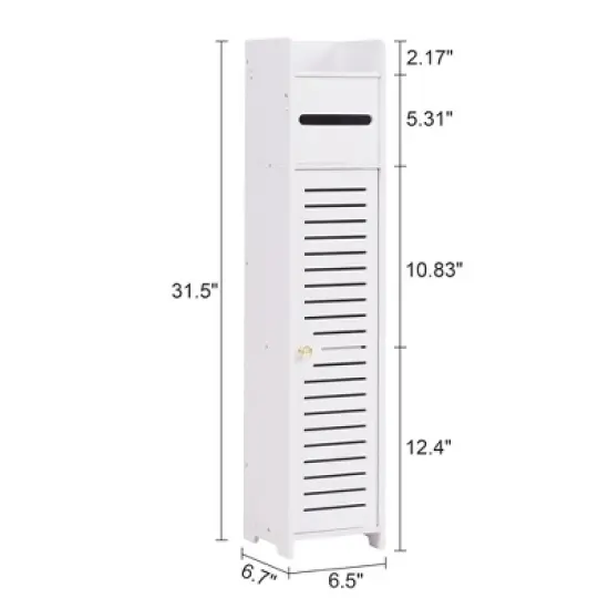 VECELO Bathroom Corner Shelf Storage, Waterproof Corner Cabinet with Toilet Paper Roll, Narrow Storage Organizer for Small Spaces, White image {1}
