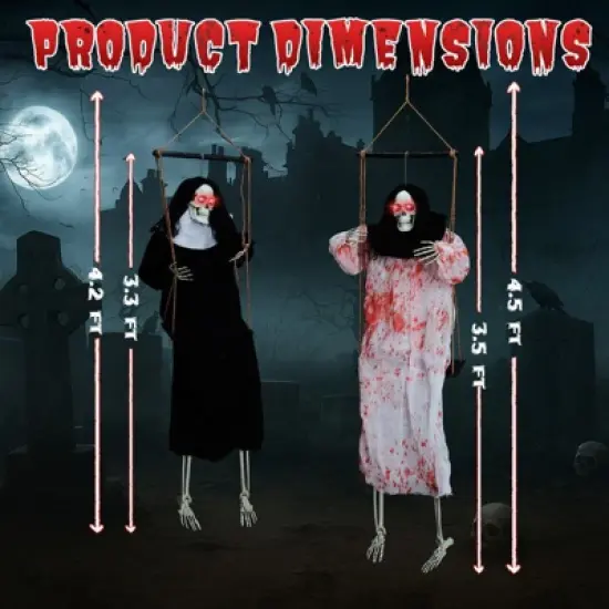 Karl Home 2PCS Halloween Decoration 3ft Scary Grim Reaper Swinging image {5}