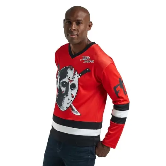 Friday The 13th Jason Mask Long Sleeve Men's Colorblock Cosplay Hockey Jersey image {1}