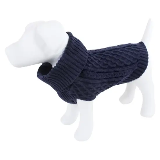 Luvable Friends Dogs and Cats Cableknit Pet Sweater, Navy image {6}